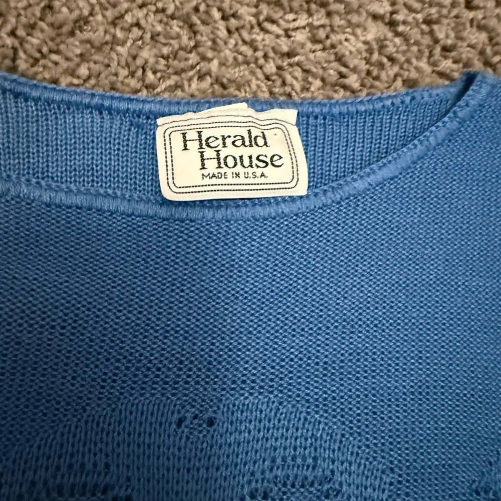 Vintage Herald House Royal Blue Cap Sleeve Sweater - Picture 2 of 3